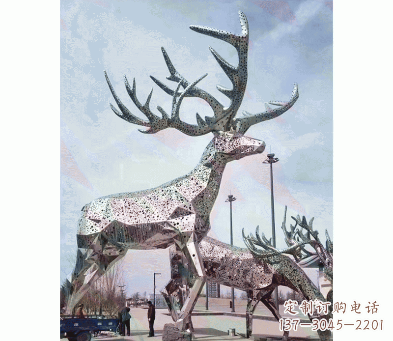 广西精致不锈钢梅花鹿摆件
