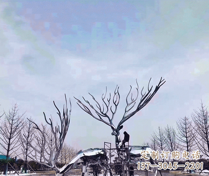 广西鹿群立体雕塑