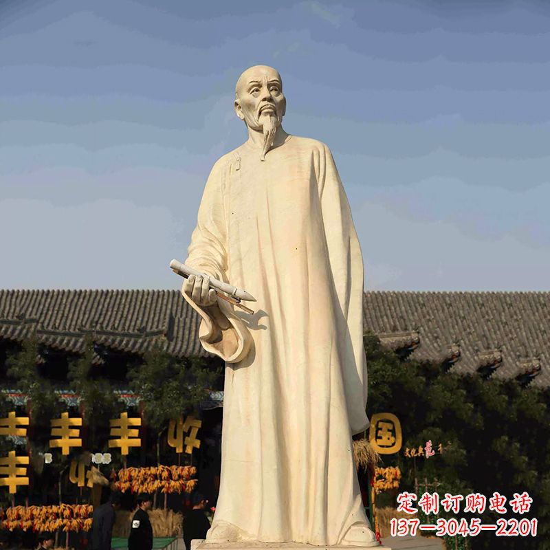 广西清代书画家郑板桥石雕塑-中国历史名人汉白玉雕像