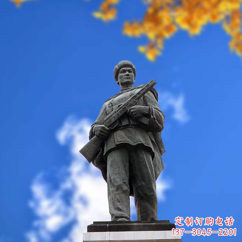 广西中国著名抗战英雄人物邱少云石雕塑像