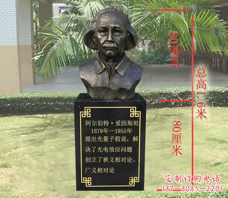 广西爱因斯坦名人胸像铜雕