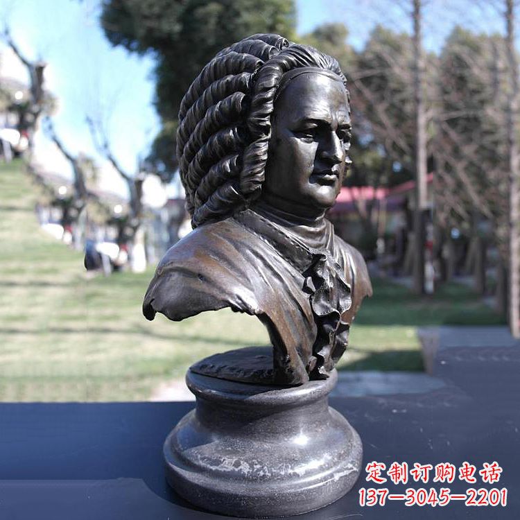 广西巴赫头像铜雕德古巴洛克时期作曲家胸像雕刻