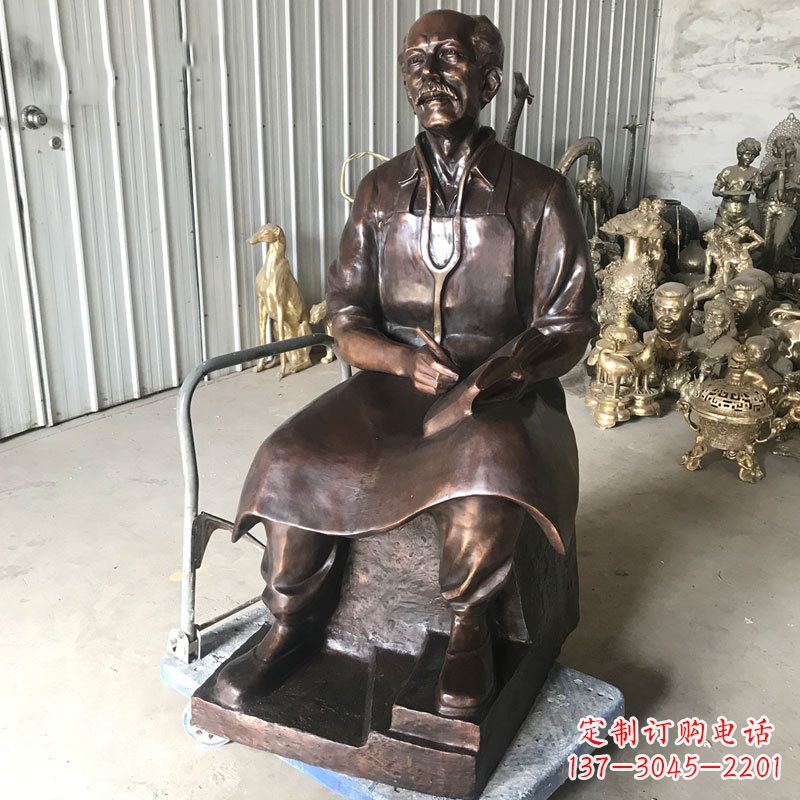 广西白求恩坐姿纯铜雕塑