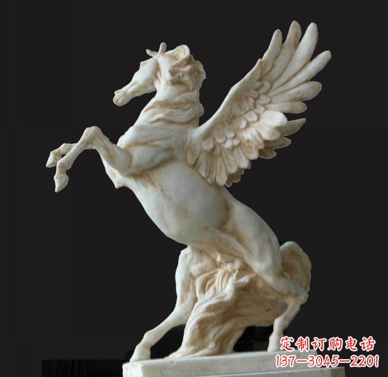 广西白色飞马石雕