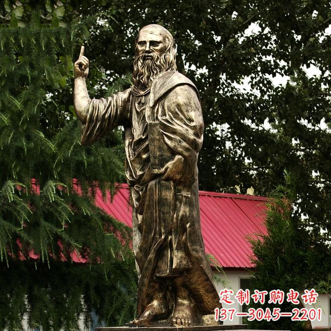广西柏拉图玻璃钢仿铜雕像-古希腊哲学家雕塑