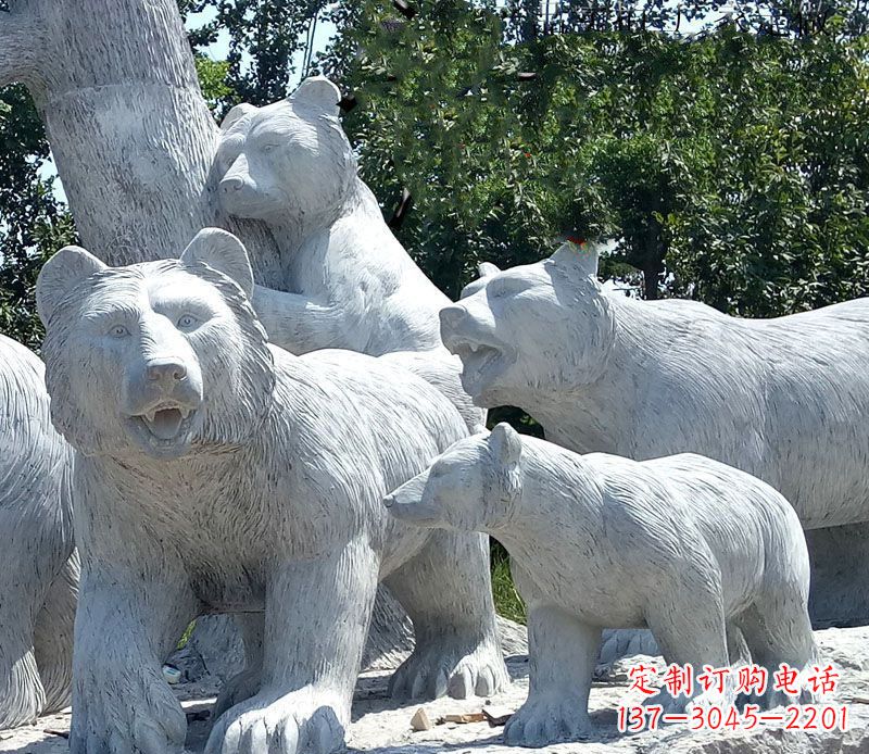 广西优雅神秘的北极熊石雕大理石动物雕塑