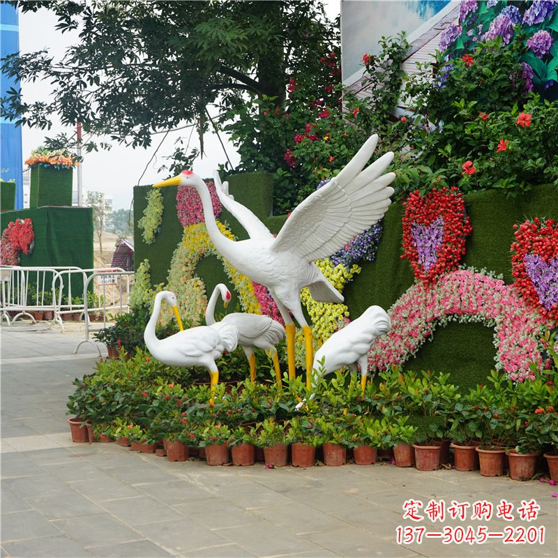 广西仙鹤玻璃钢雕塑