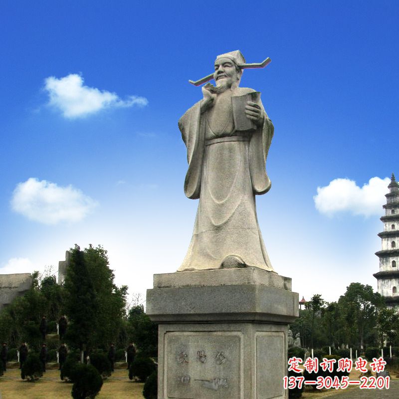 广西欧阳修青石雕像,经典文学精髓