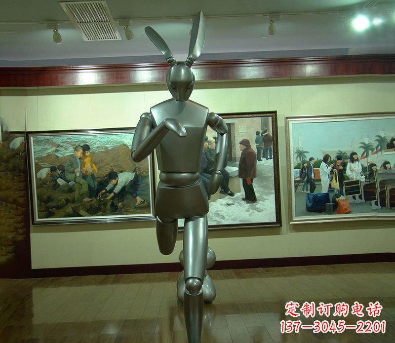 广西新颖可爱的“跳跃兔子雕塑”