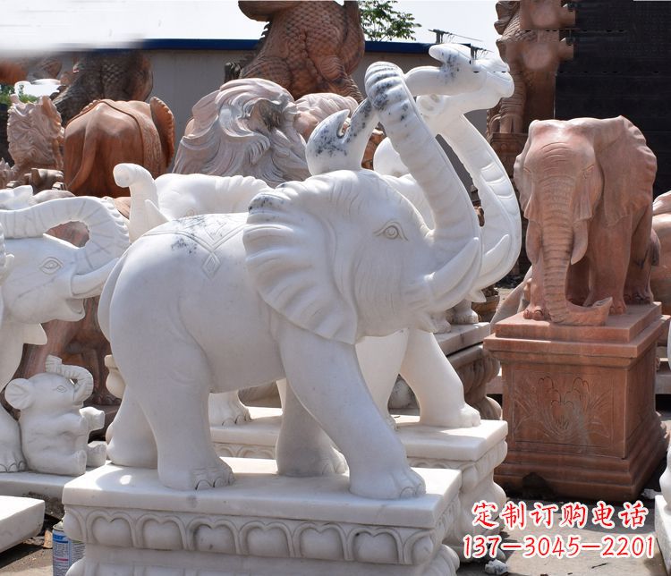 广西“优雅大象”汉白玉雕塑