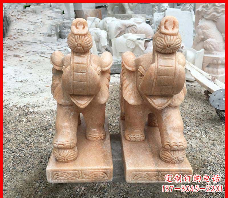 广西小象石雕创意礼品传递爱与温暖