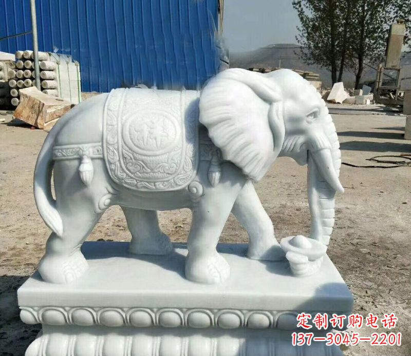 广西大象汉白玉吊坠