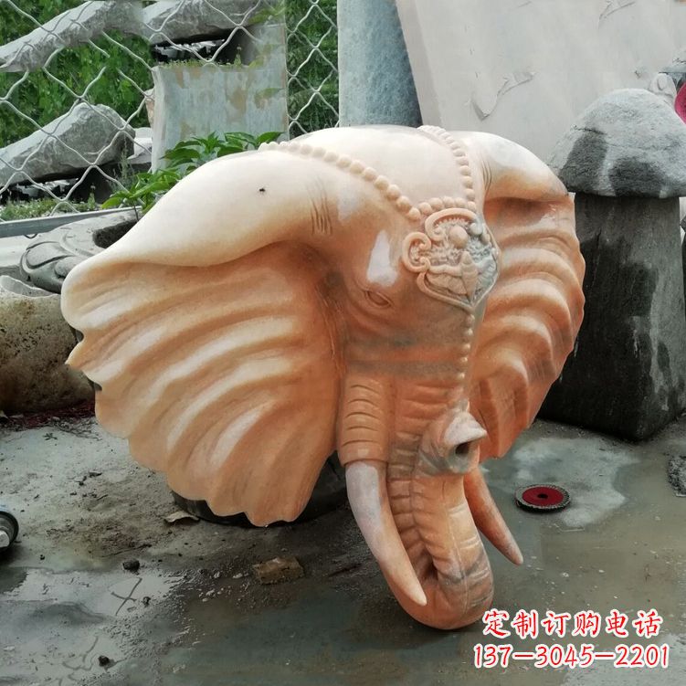 广西壁挂喷水大象头雕塑
