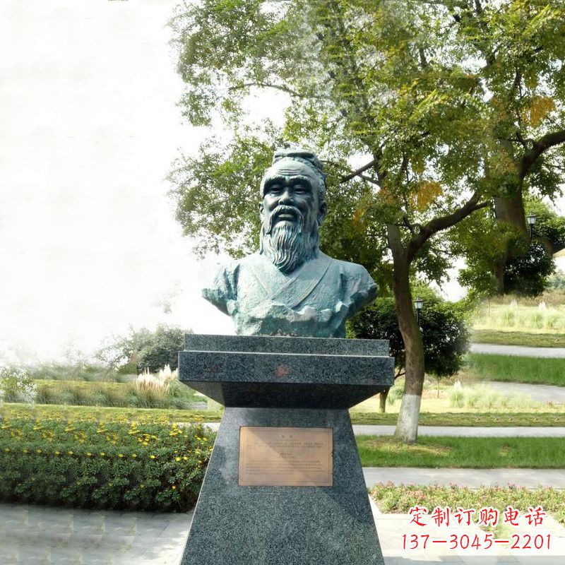 广西扁鹊石雕头像-公园中国古代十大名医历史著名医学人物雕塑