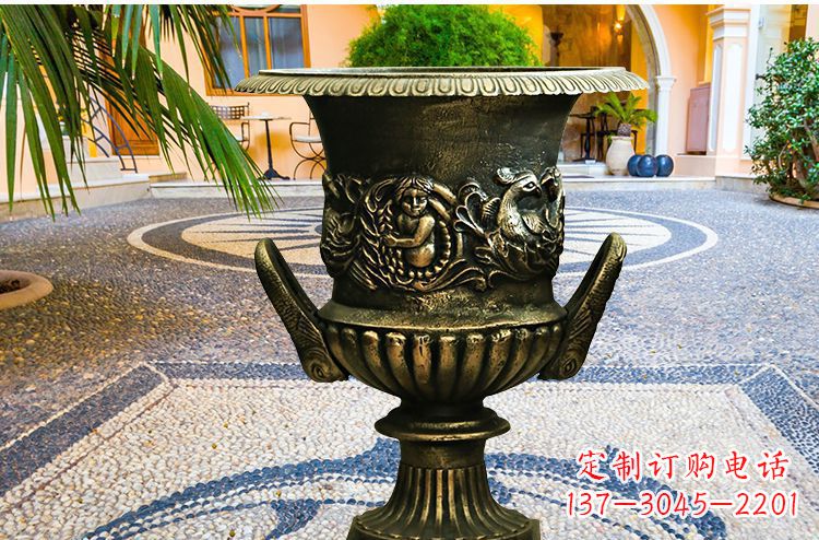 广西别墅花盆铜雕