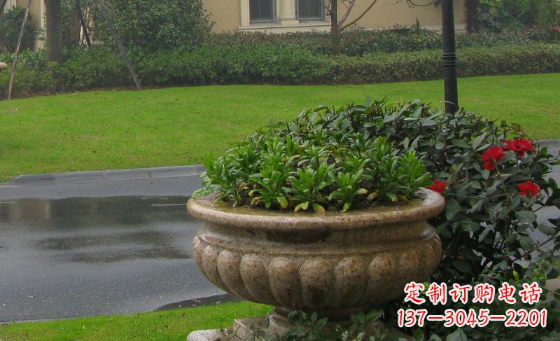 广西别墅景观大理石花盆石雕 (4)