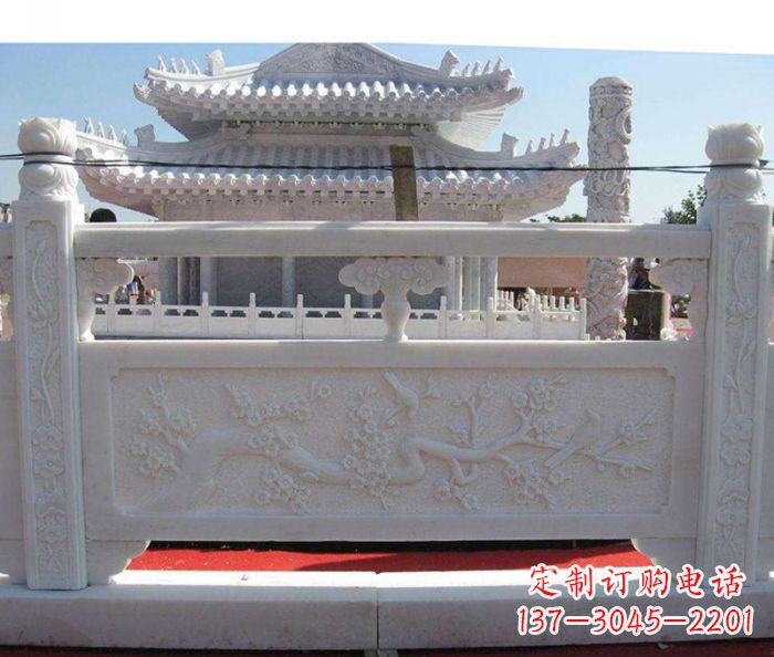 广西别墅景观汉白玉石浮雕栏板