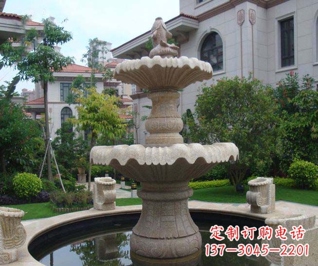广西别墅景观石雕多层喷泉雕塑