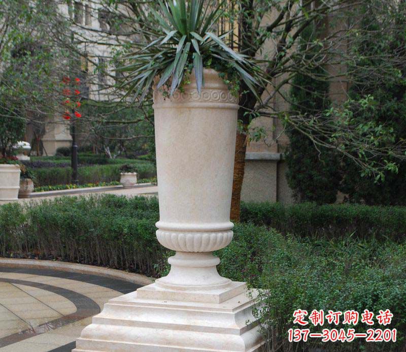 广西别墅景观石雕花盆