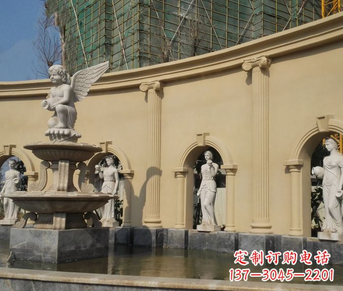 广西别墅景观天使喷泉石雕 (3)