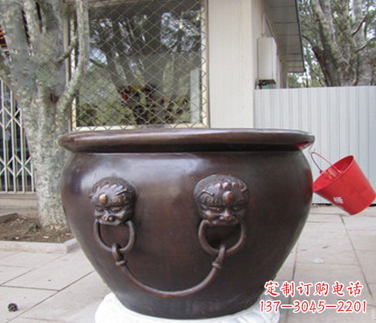 广西招财进宝水缸铜雕塑摆件