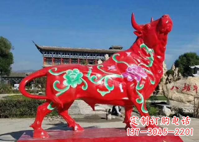 广西玻璃钢红牛雕塑
