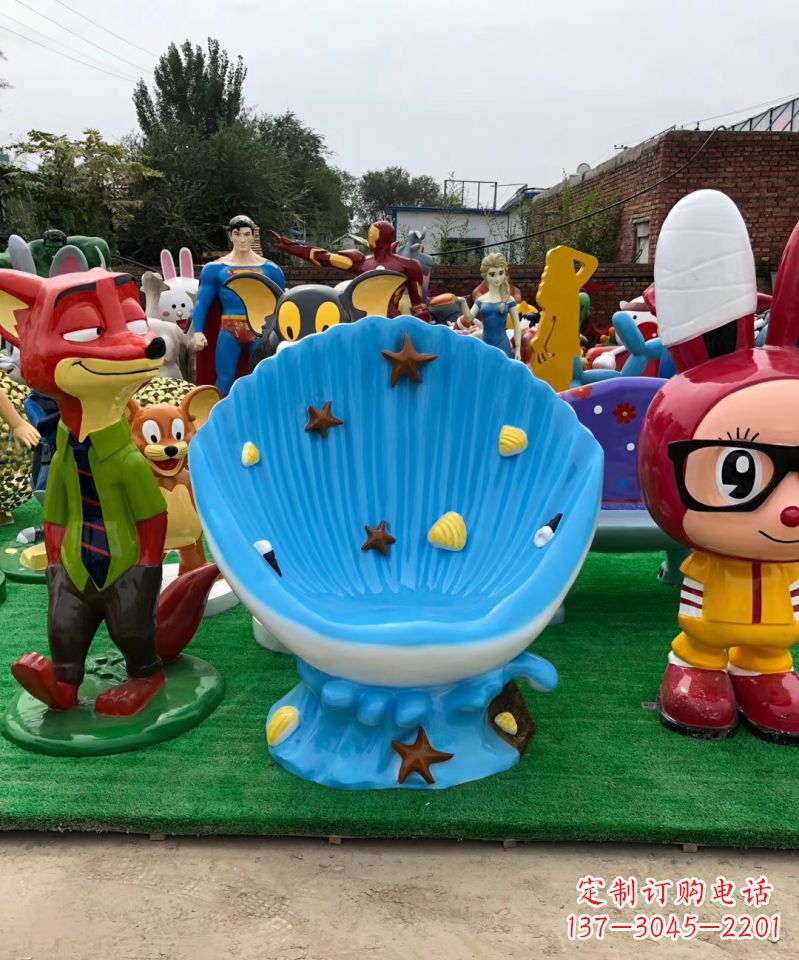 广西玻璃钢贝壳装饰摆件