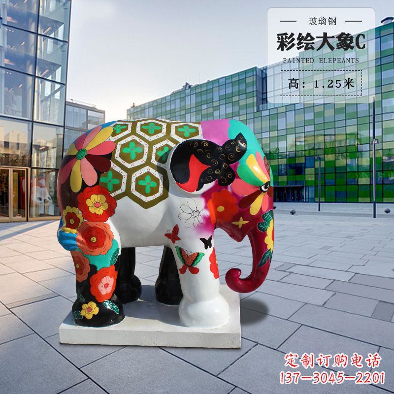 广西玻璃钢彩绘大象雕像让大象变得更加活跃