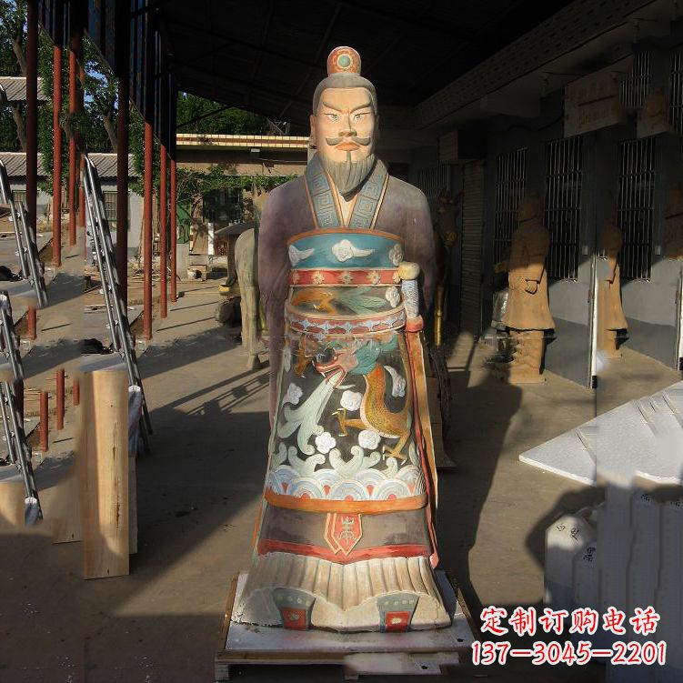 广西玻璃钢彩绘秦始皇塑像
