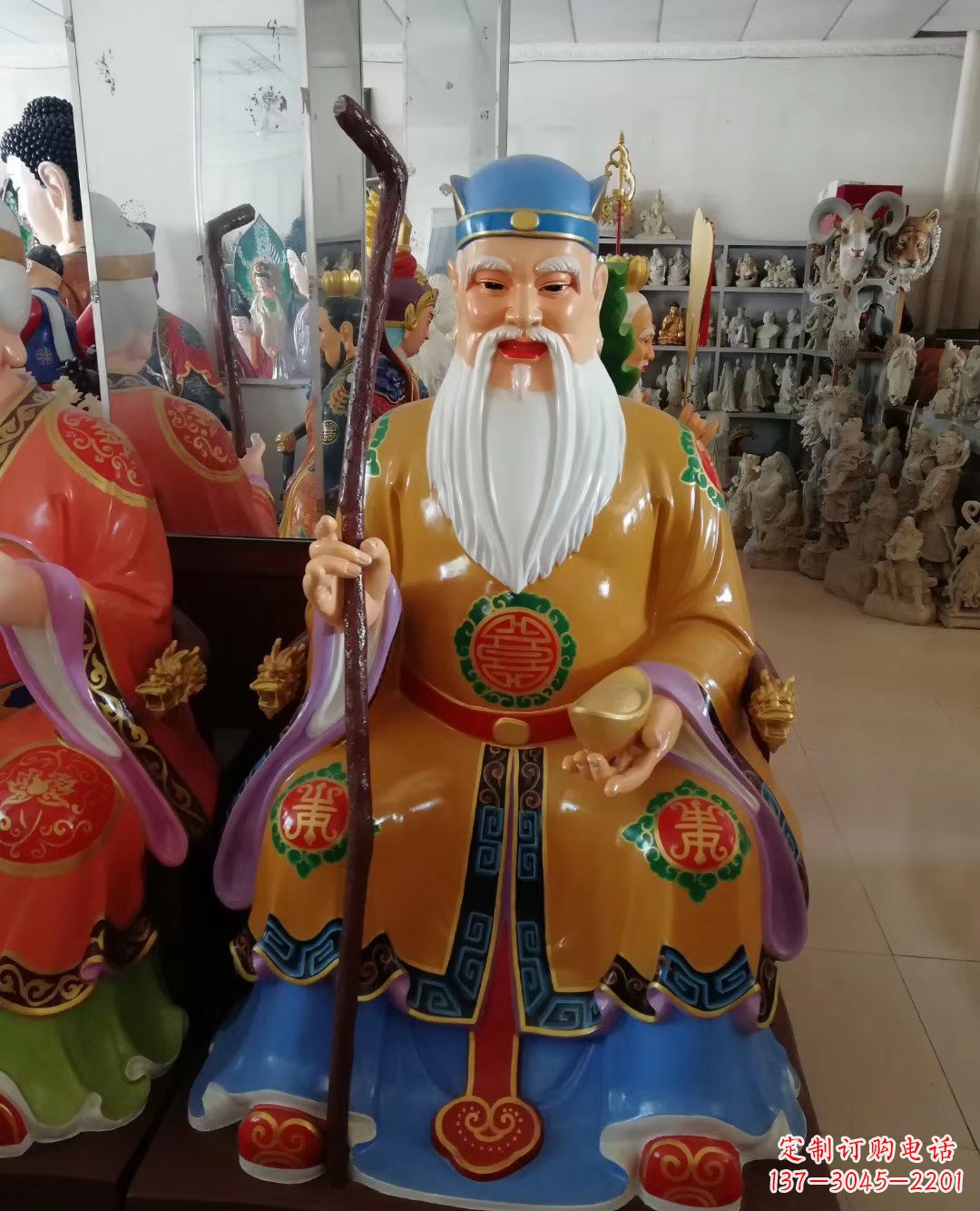 广西玻璃钢彩绘土地公神像精美的艺术品