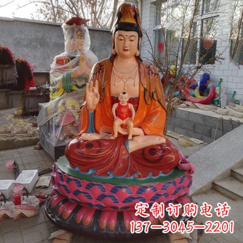 广西玻璃钢彩绘送子观音雕塑