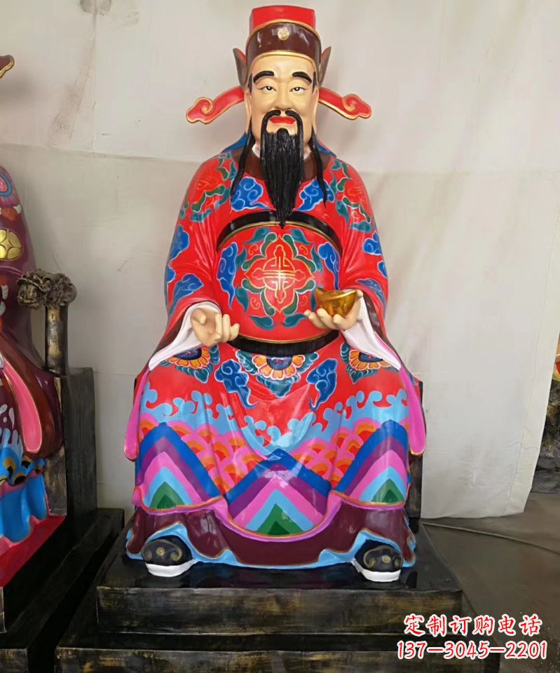 广西玻璃钢彩绘文财神神像雕塑