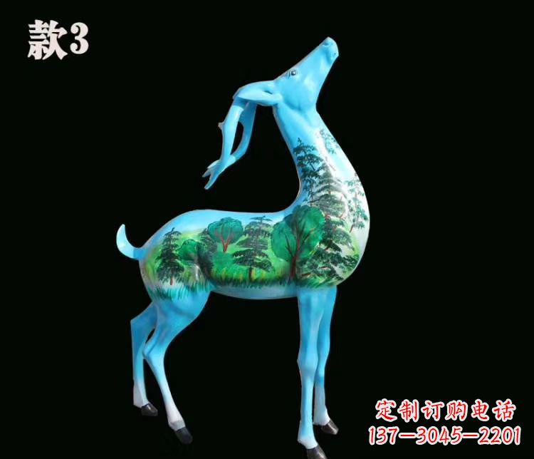 广西玻璃钢彩绘艺术小鹿雕塑精美的艺术品