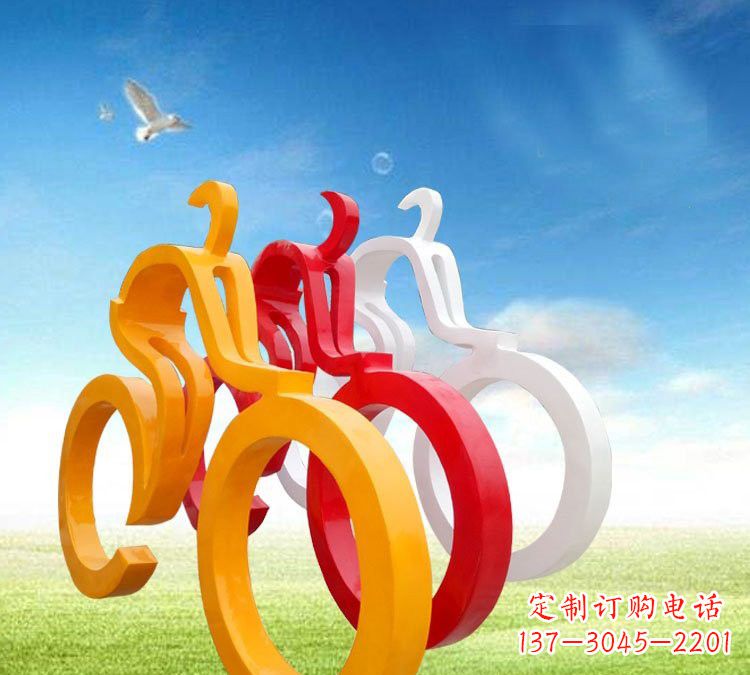 广西玻璃钢艺术自行车雕塑