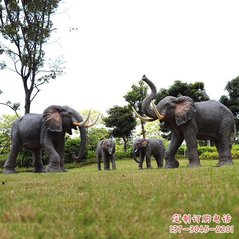 广西玻璃钢大象雕塑传承古老文化,点缀园林景观