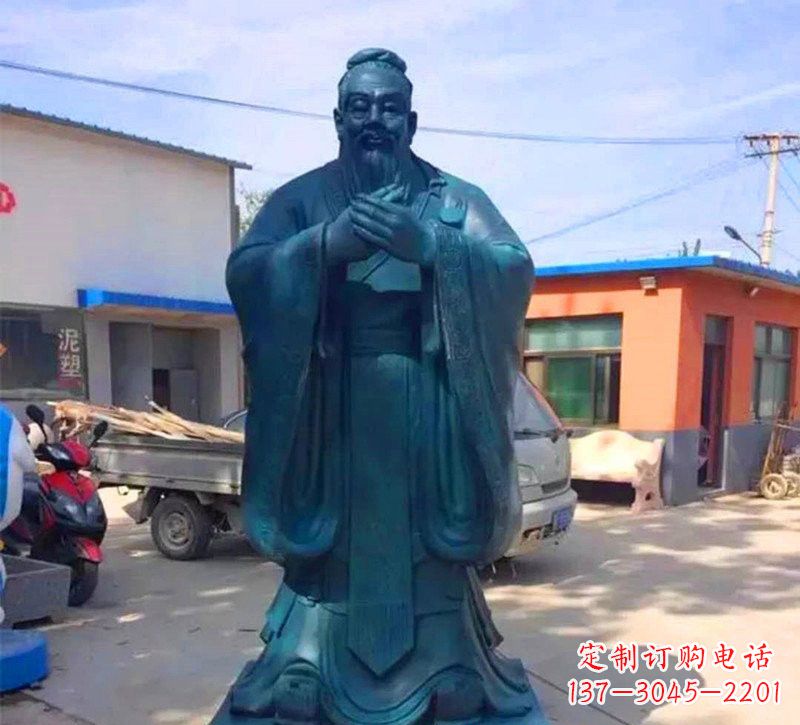 广西玻璃钢仿青铜孔子雕塑传承中华文化
