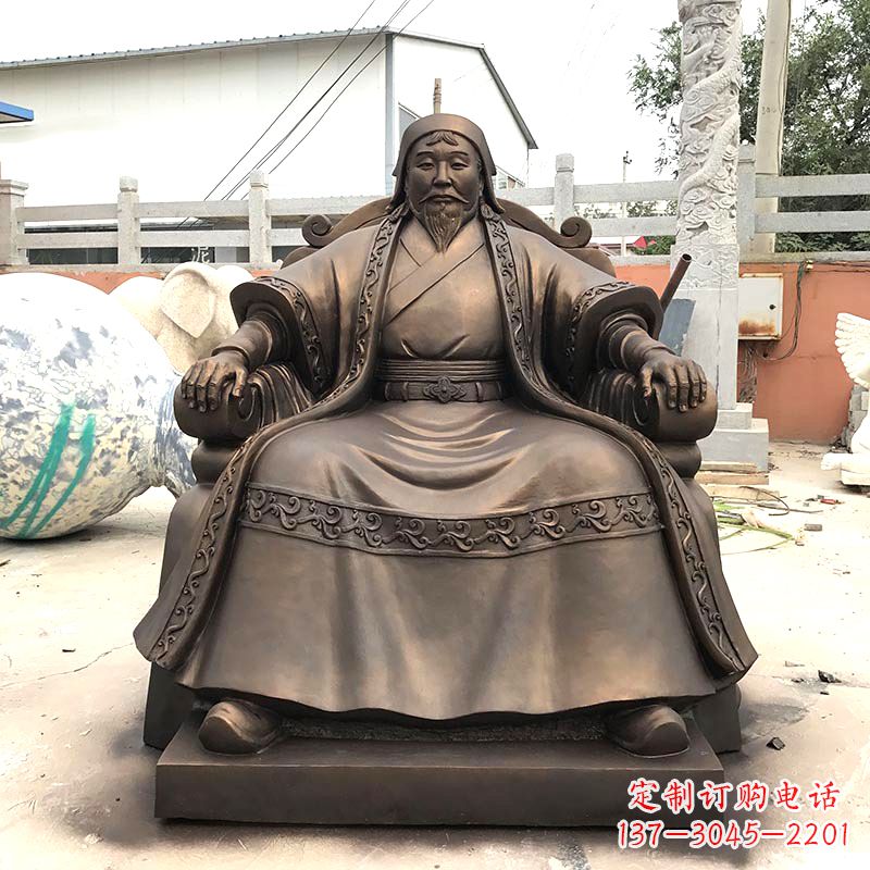 广西成吉思汗玻璃钢仿铜雕塑