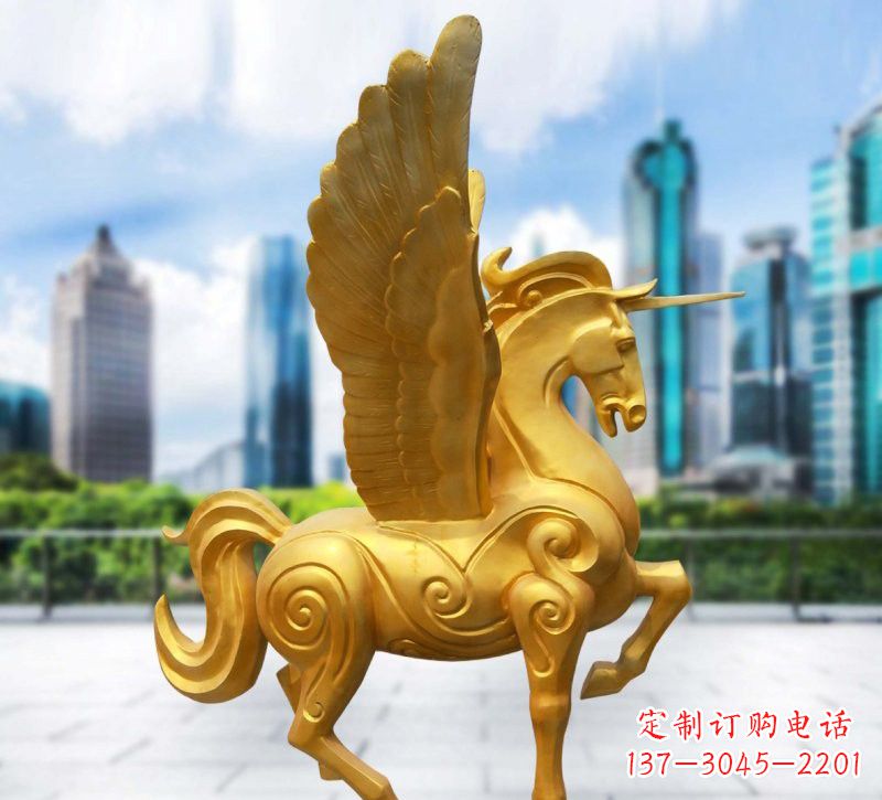 广西玻璃钢仿铜独角兽雕塑精美雕塑艺术