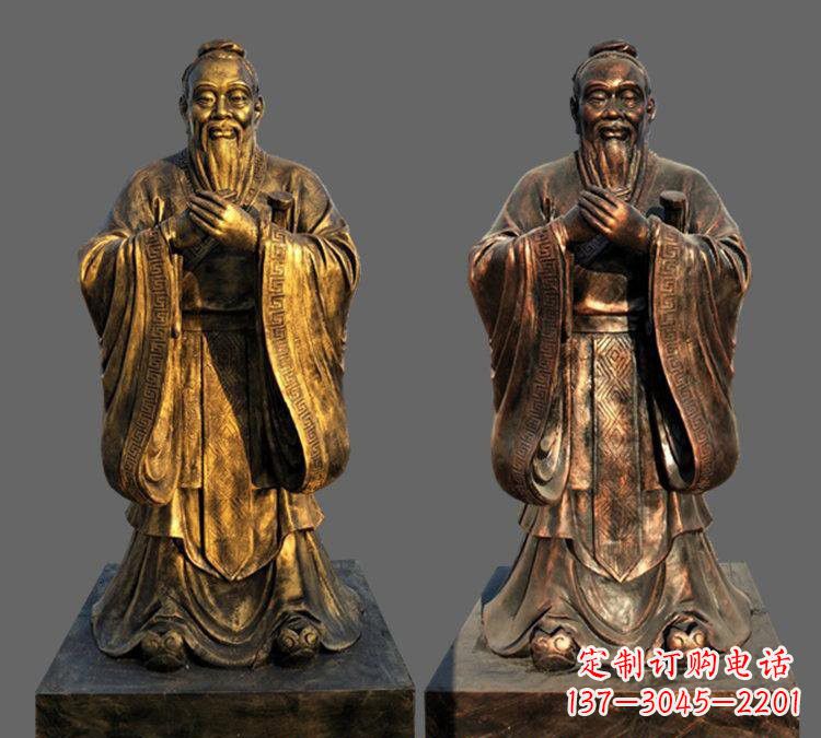 广西玻璃钢仿铜孔子雕塑——校园名人的荣耀