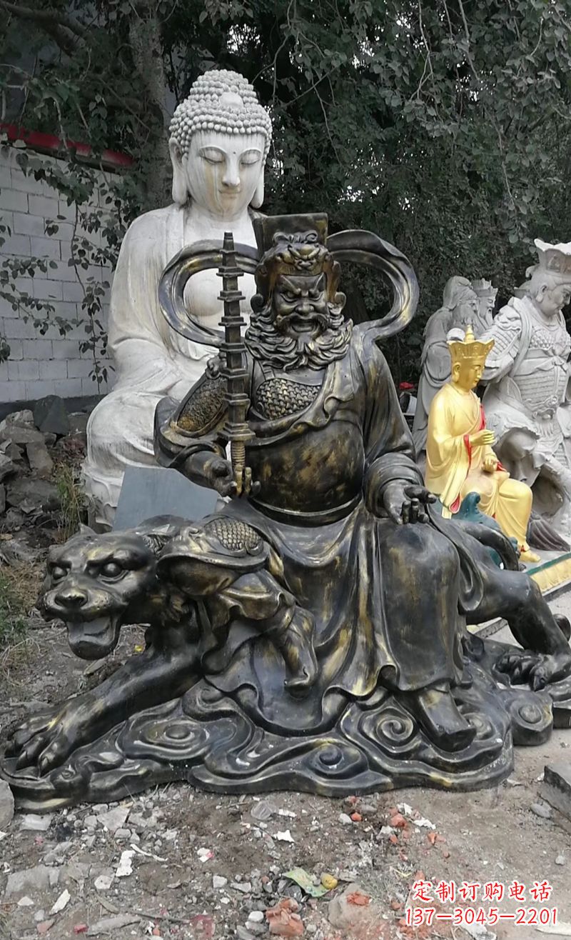 广西玻璃钢仿铜赵公明雕塑