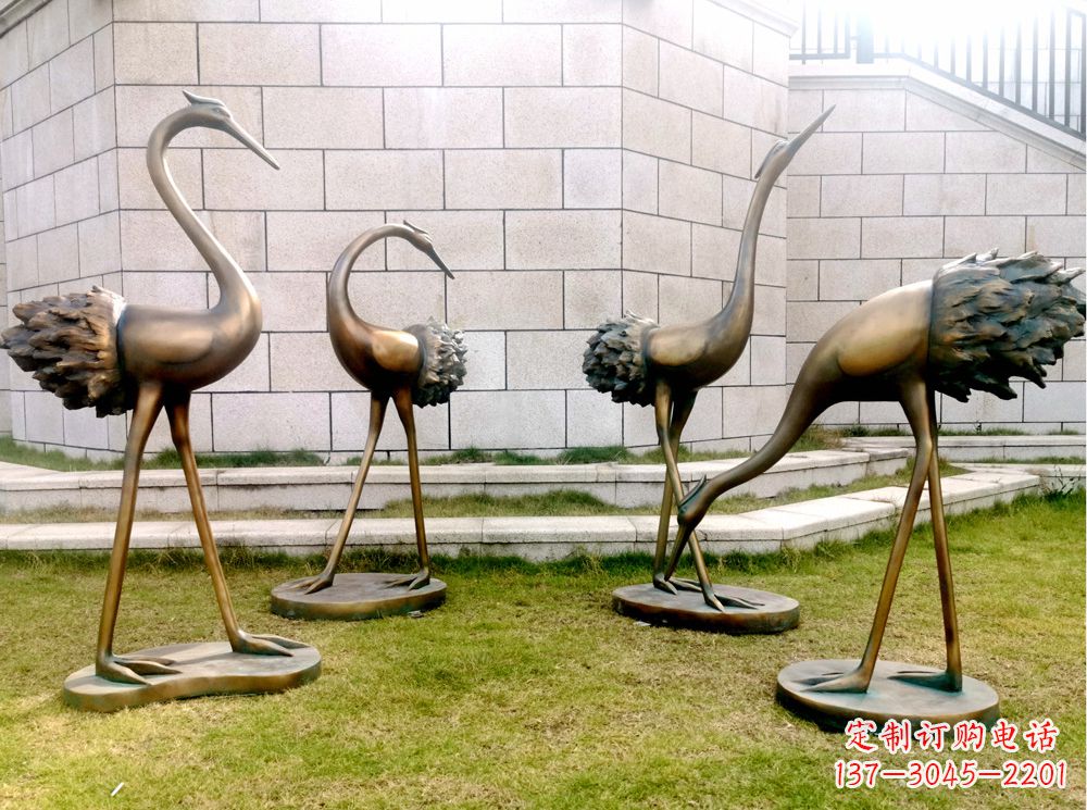 广西玻璃钢仿铜仙鹤雕塑以自然之美为灵感