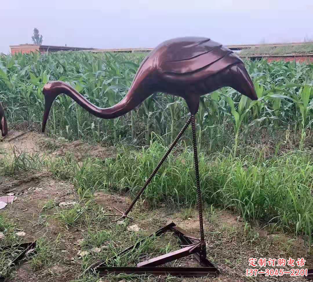 广西玻璃钢仿铜仙鹤雕塑精美景观装饰