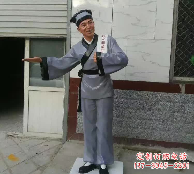 广西精致玻璃钢店小二雕塑