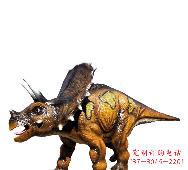 广西玻璃钢仿真恐龙三角龙雕塑——古老动物的最佳再现