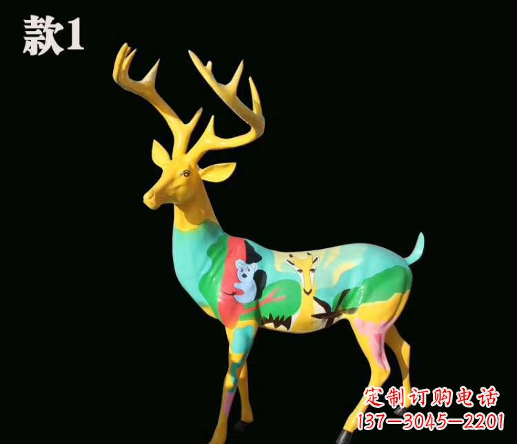 广西玻璃钢梅花鹿雕塑