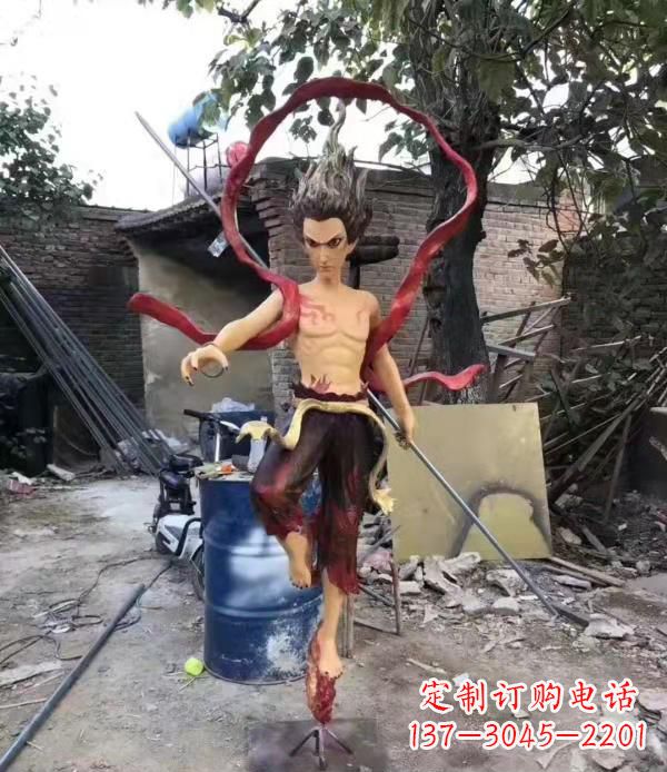 广西仿真玻璃钢哪吒雕塑精美绝伦