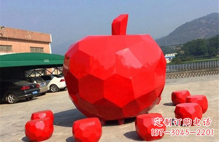 广西玻璃钢公园彩绘几何苹果雕塑艺术精美绝伦