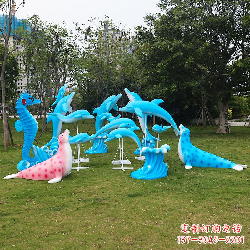 广西玻璃钢海豚雕塑艺术的精美表现