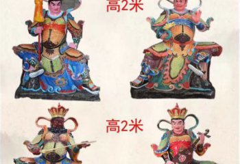 广西玻璃钢彩绘四大天王雕塑宏伟壮观的艺术珍品