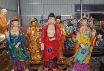 广西玻璃钢佛像彩绘西方三圣雕塑